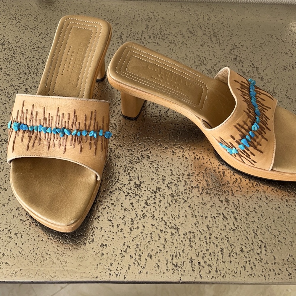 COLE HAAN RESORT WOOD/LEATHER HEEL